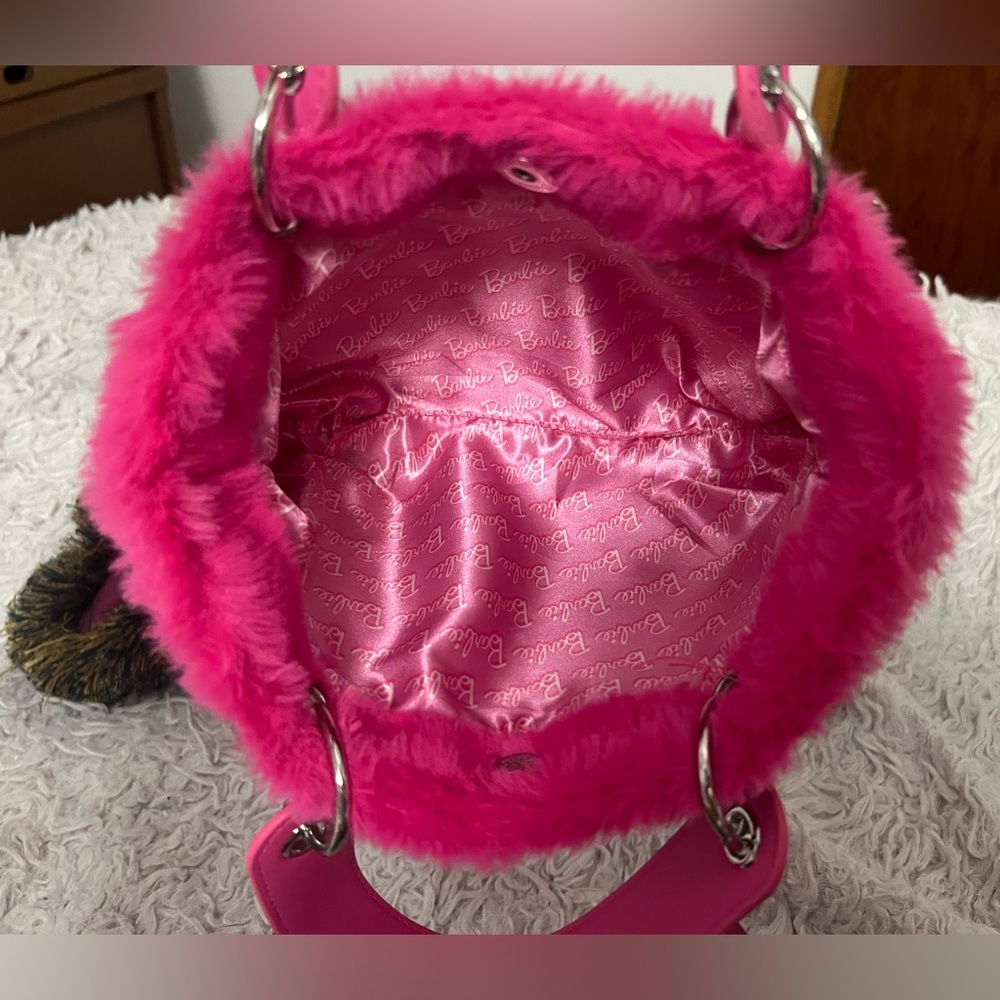 LIMITED EDITION AUTHENTIC Barbie Core Pink Plush Tote. NWT - Picture 3 of 7